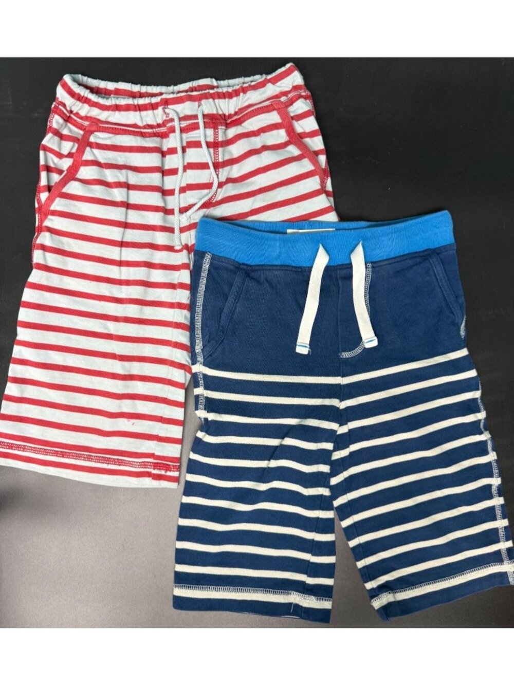 BOYS 4 5 Mini Boden Stripe Knit Shorts Blue Red Gray
